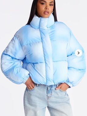Light Blue Ombré Puffer Jacket - Sz XL Women nwt